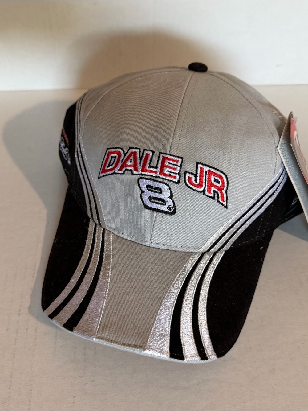 Chase Authentics Dale Jr 8 Embroidered Gray, Black Racing Hat Strapback